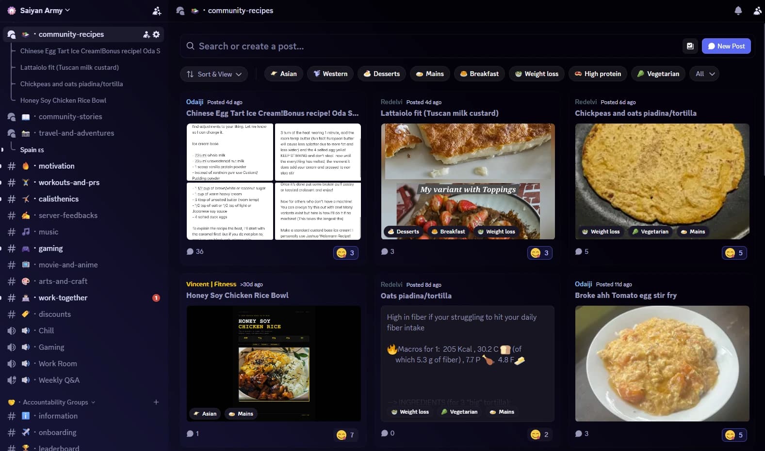 Community recipes in the Discord server