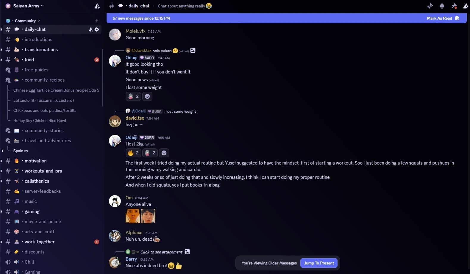 Daily chats in the Discord server