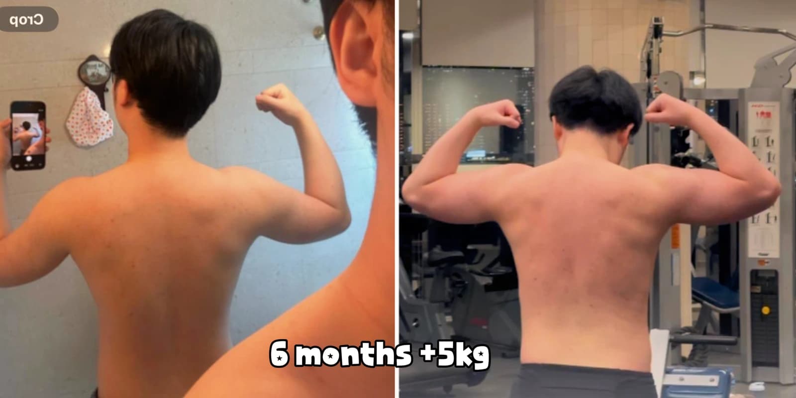 ALEX's back double biceps, before and after coaching
