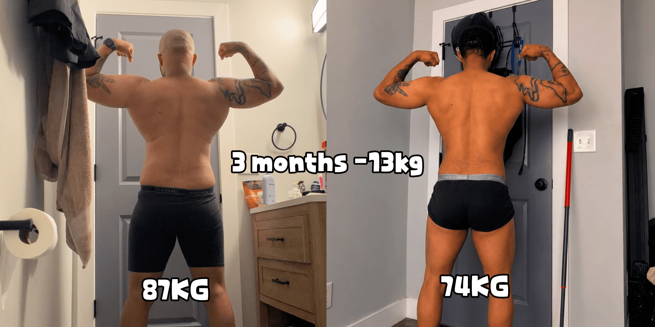 ELIJAH's back double biceps, before and after coaching