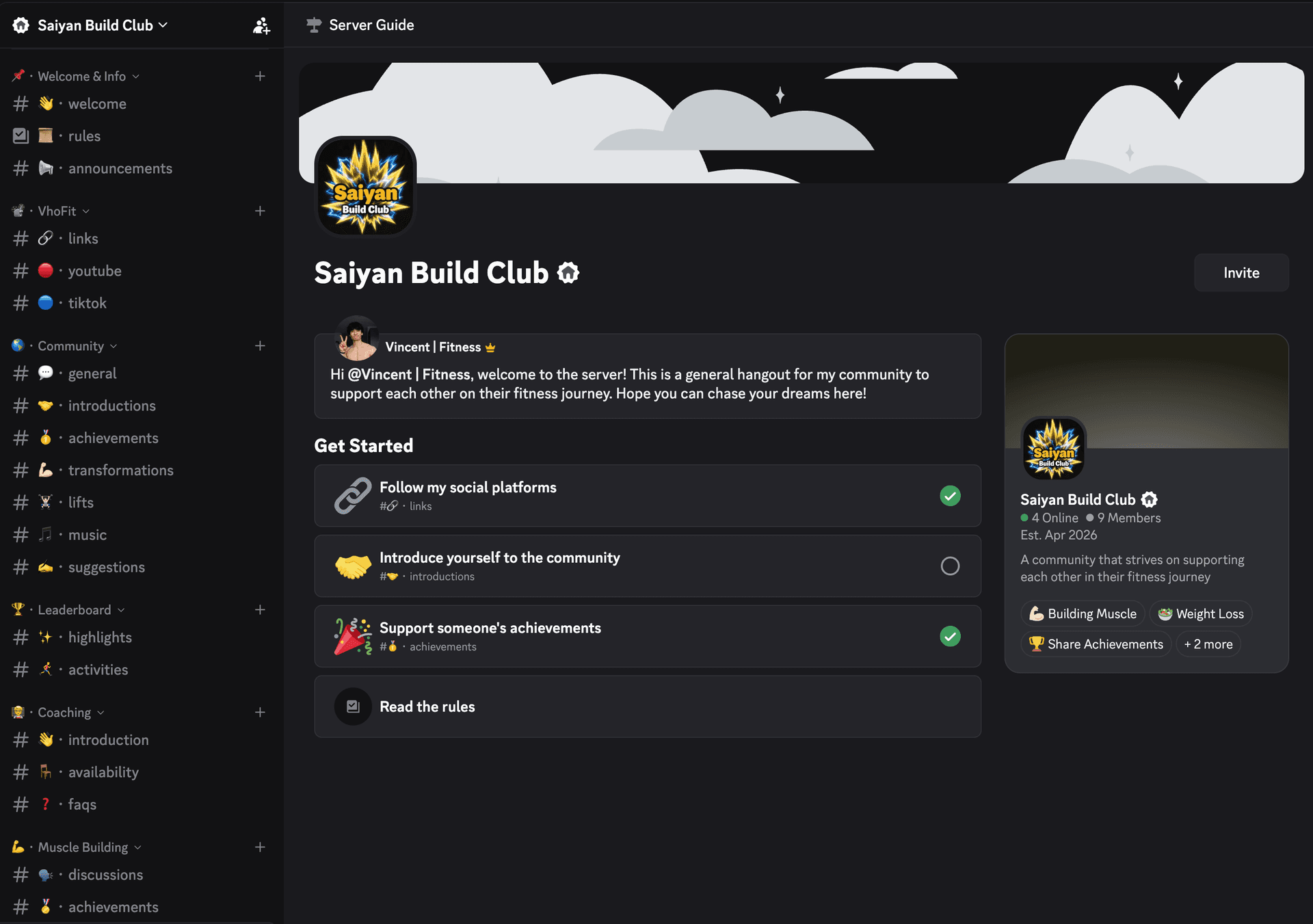Discord community dashboard